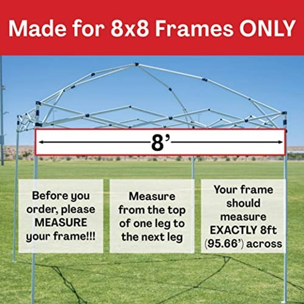 Blue canopy top replacement cover made for 8x8 frames, top-only peaked roof
