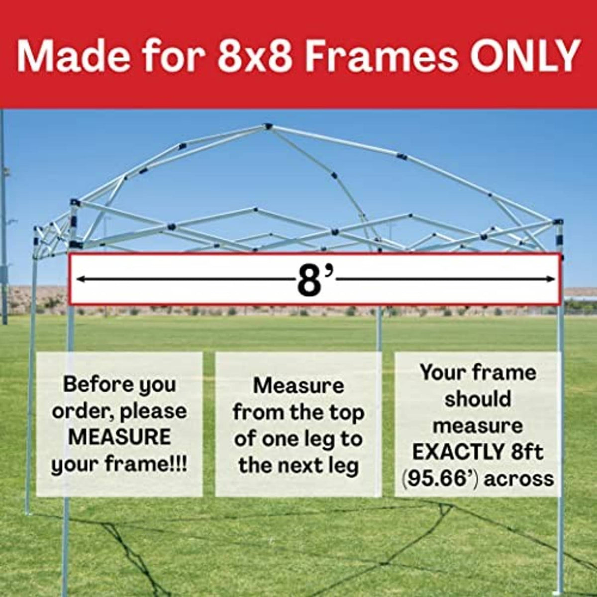Blue canopy top replacement cover made for 8x8 frames, top-only peaked roof
