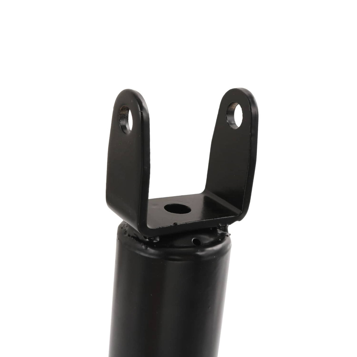 Black U-shaped mounting bracket with mounting holes for coilover strut
