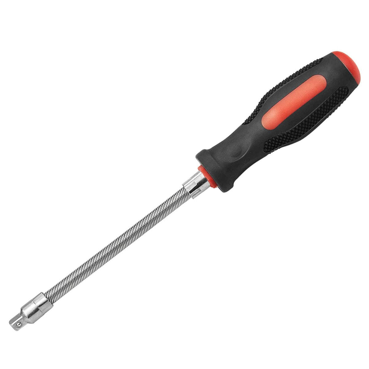 Belt changing tool handle with orange accents and long threaded extension rod