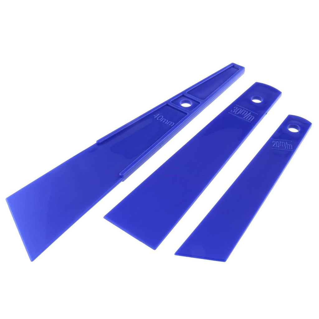 Blue plastic glue spreader smear sticks with oval holes, 3-pack