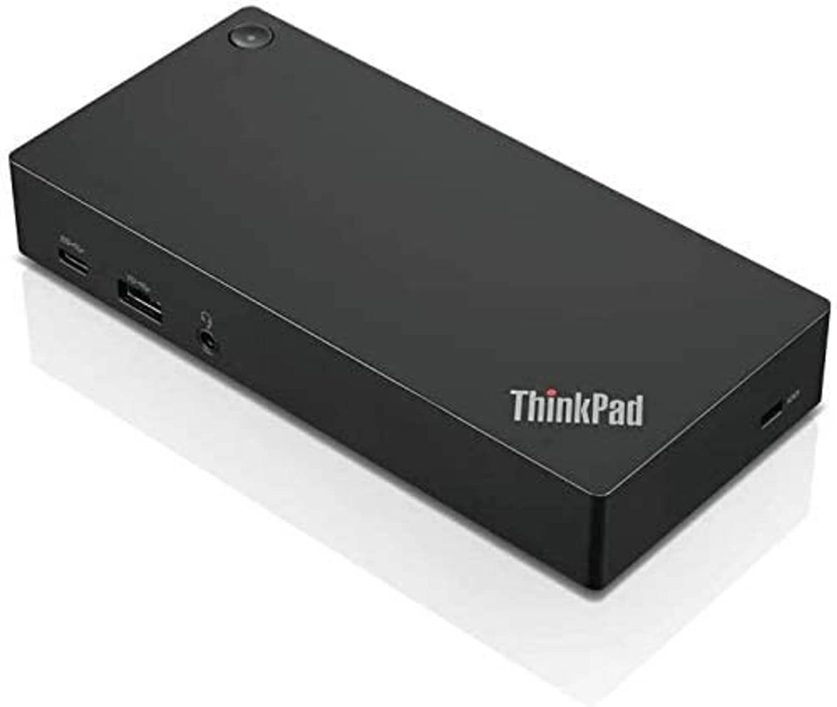 Black ThinkPad USB-C dock with ThinkPad logo and multiple front ports
