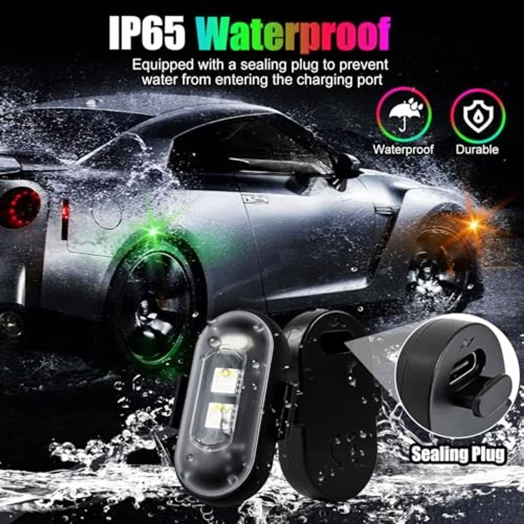 Waterproof wireless LED rock lights with sealing plug and charging cable