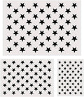 Three rectangular star stencil templates with black star cutouts on white sheets