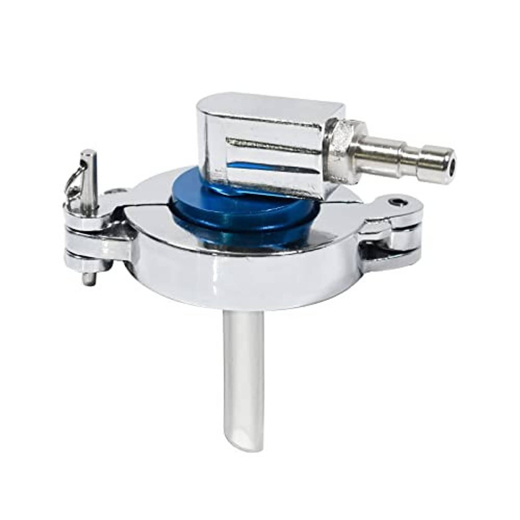 Chrome 43mm bleeder adapter with blue diaphragm seal and side mounting bracket