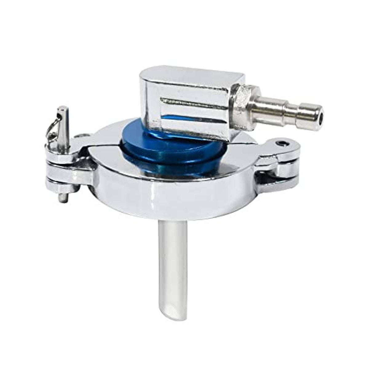 Chrome 43mm bleeder adapter with blue diaphragm seal and side mounting bracket