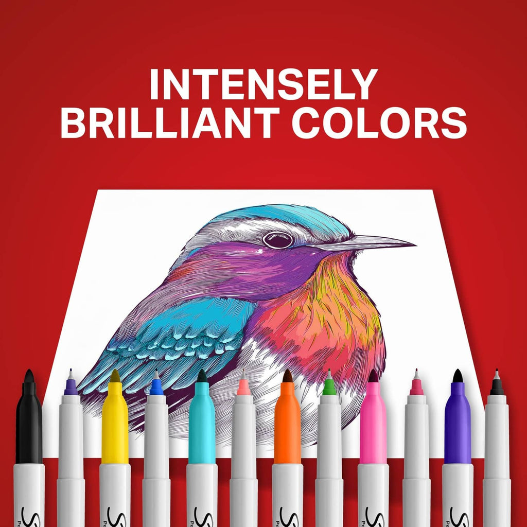 Assorted-color Sharpie fine-point permanent markers, capped collection