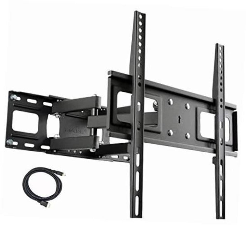 TV wall mount bracket with two vertical rails, lock plate, and mounting screws
