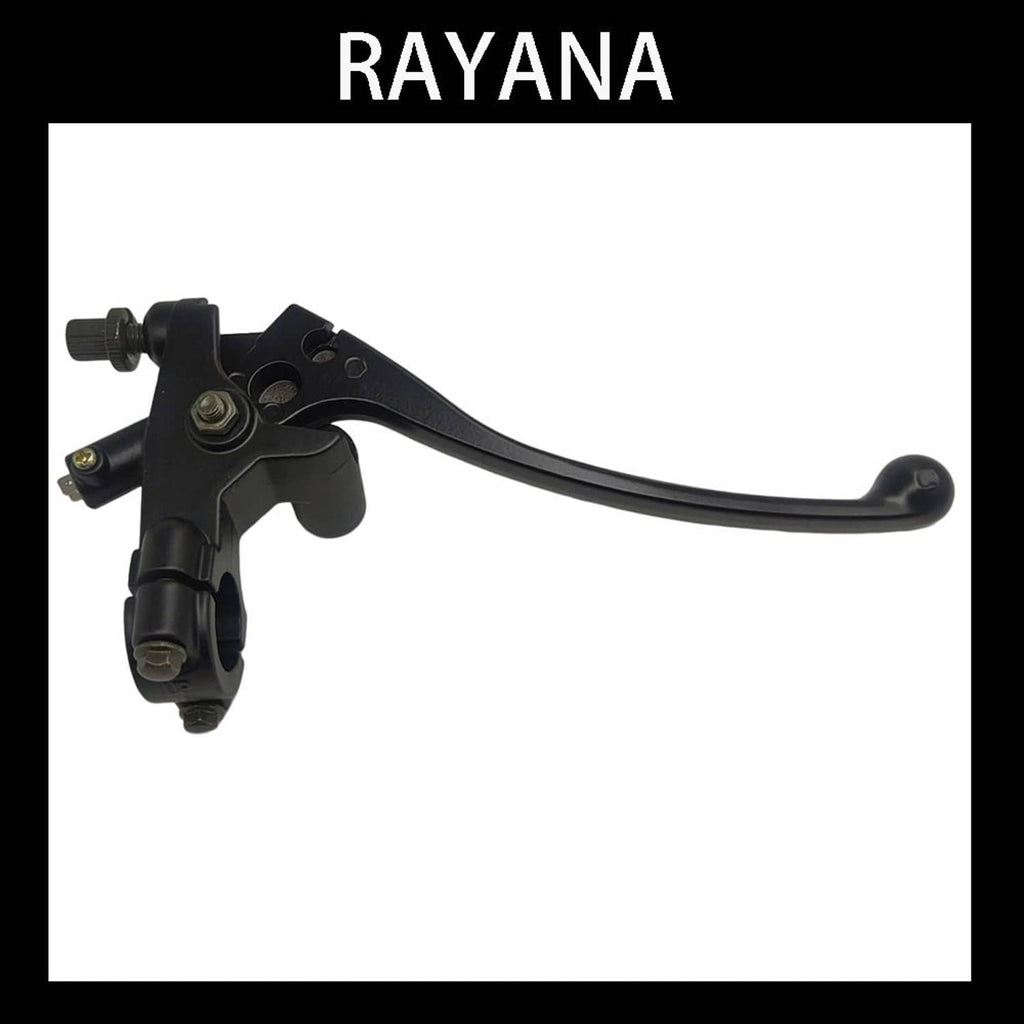 Left front brake lever with black control housing, lever, and mounting screws
