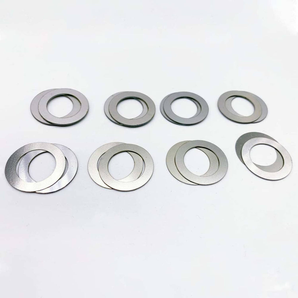 Stainless steel round shim washers with center holes, 16-piece