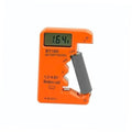 Orange digital battery tester with LCD display and clip for AA/AAA/C/D and 9V