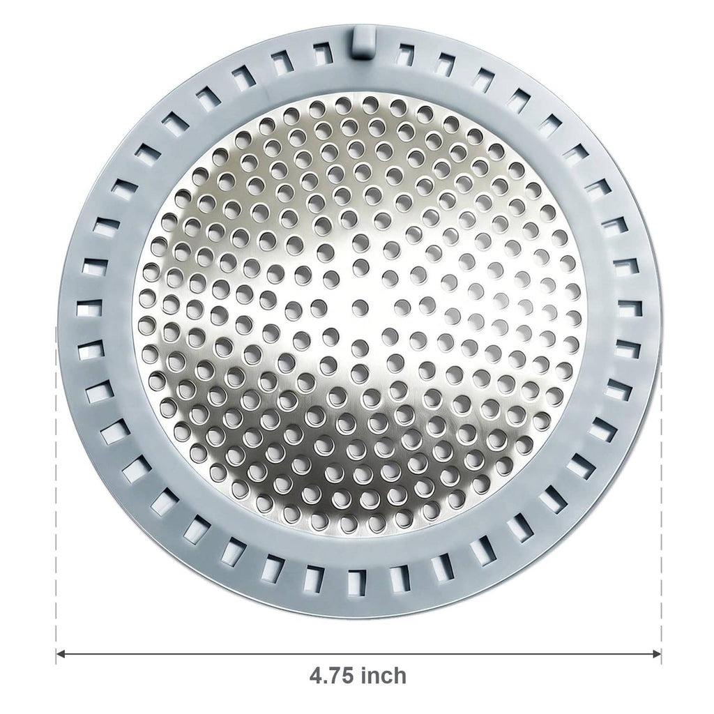 Round shower drain hair catcher strainer with perforated stainless-steel mesh and rim