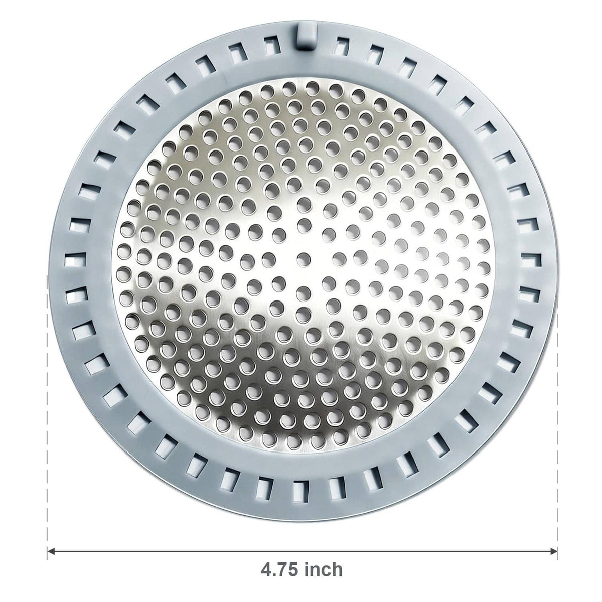 Round shower drain hair catcher strainer with perforated stainless-steel mesh and rim
