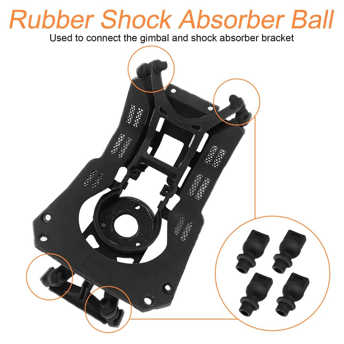 Rubber shock absorber ball set with gimbal bracket and 4 black mounting balls
