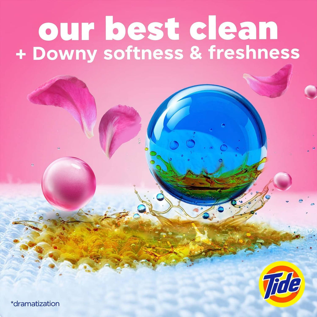 Blue detergent pod illustration with colorful splash and droplet details