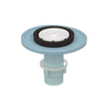 Light blue closet repair flush valve with white top and black seal ring