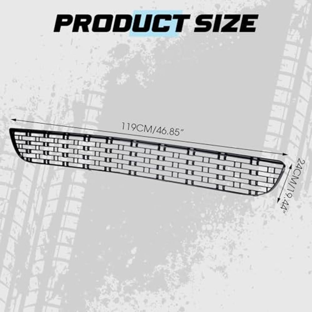 Front bumper lower grille panel, black brick-mesh pattern with silver trim