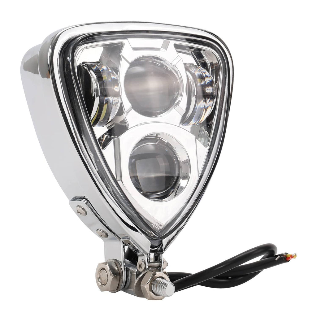 RivetOak LED Headlight Triangle Headlamp Assembly for Harley Chopper Bobber Cafe Racer