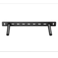 Set of two black metal floating shelf brackets with perforated mounting bar and arms