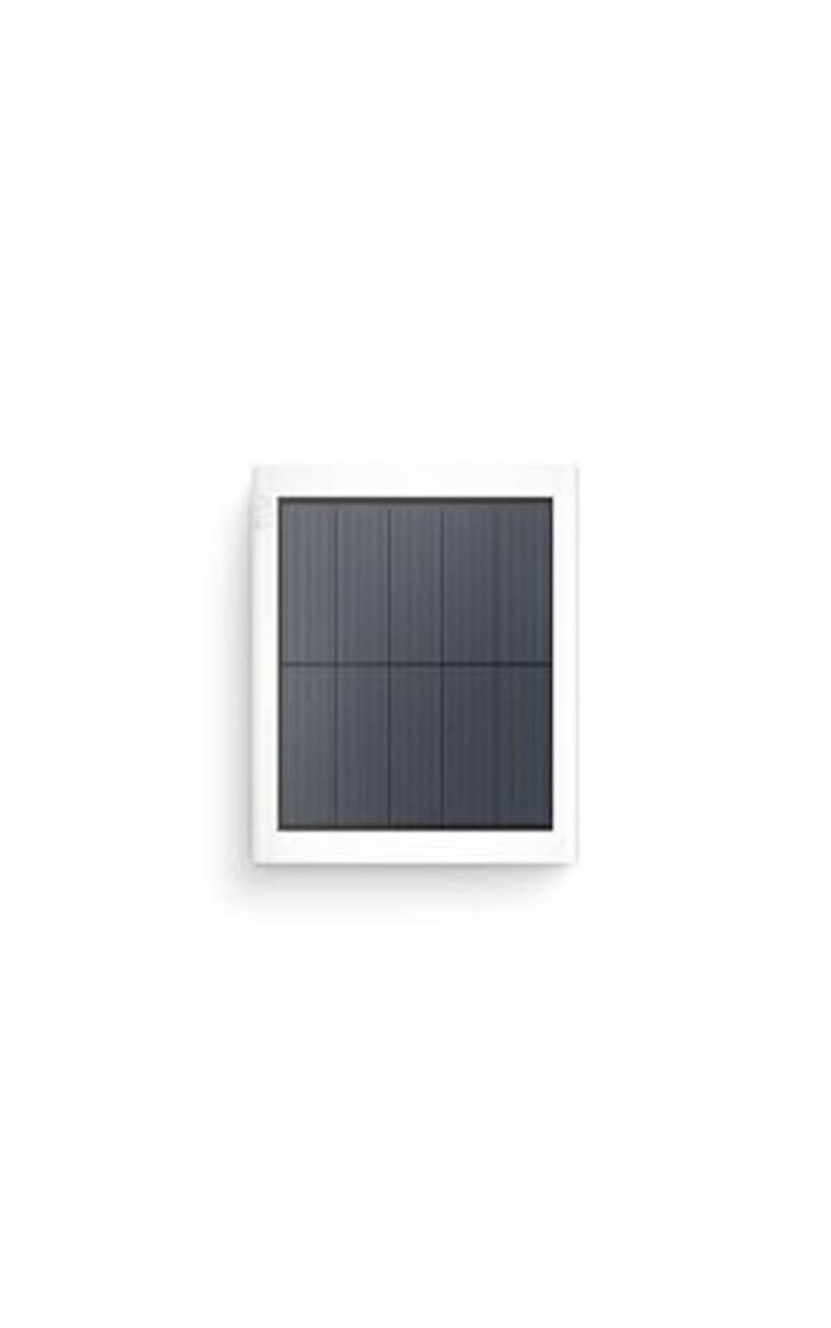 White-framed solar panel with dark photovoltaic cell grid