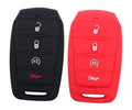 Black silicone key fob cover case with 4 button layout and key/lock icons