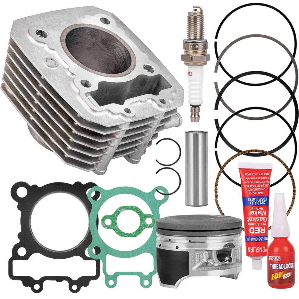 Engine cylinder rebuild kit set: cylinder head, piston, gaskets, spark plug, piston rings