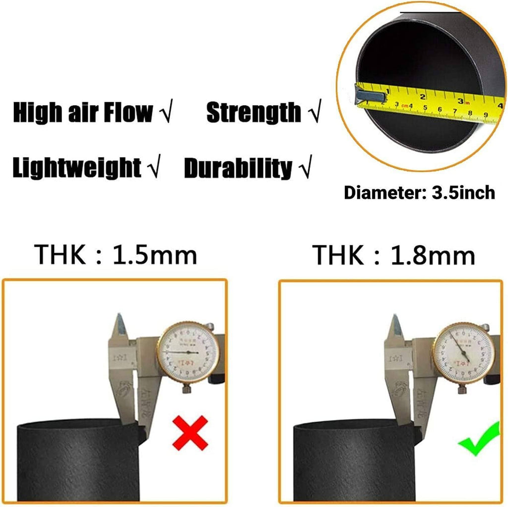 Air filter housing with black top and diameter measurement overlay