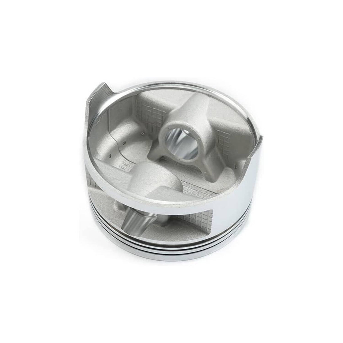 Silver piston with ring grooves and side bosses for top-end rebuild
