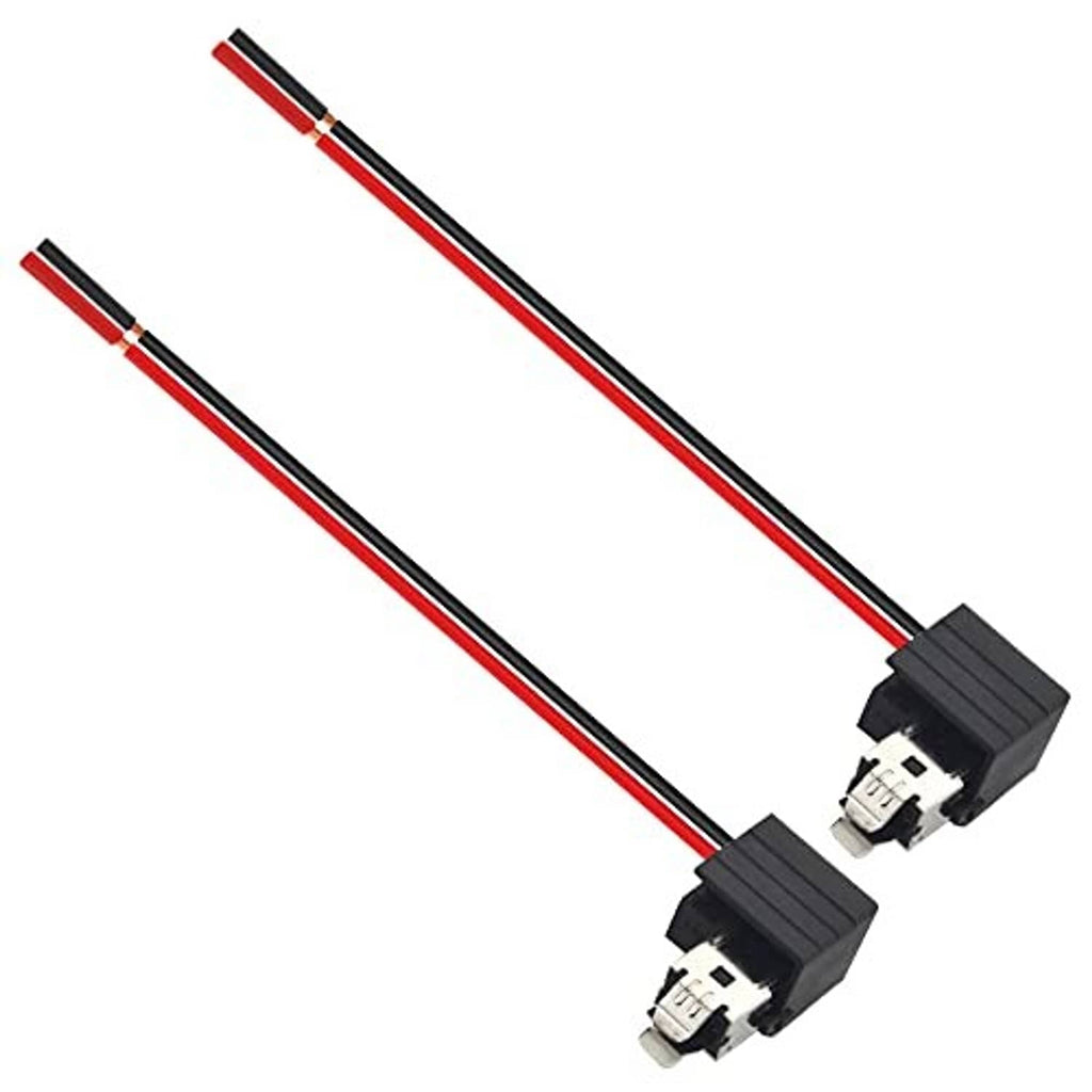 Two headlight fog light bulb socket adapter connectors with red/black extension wiring