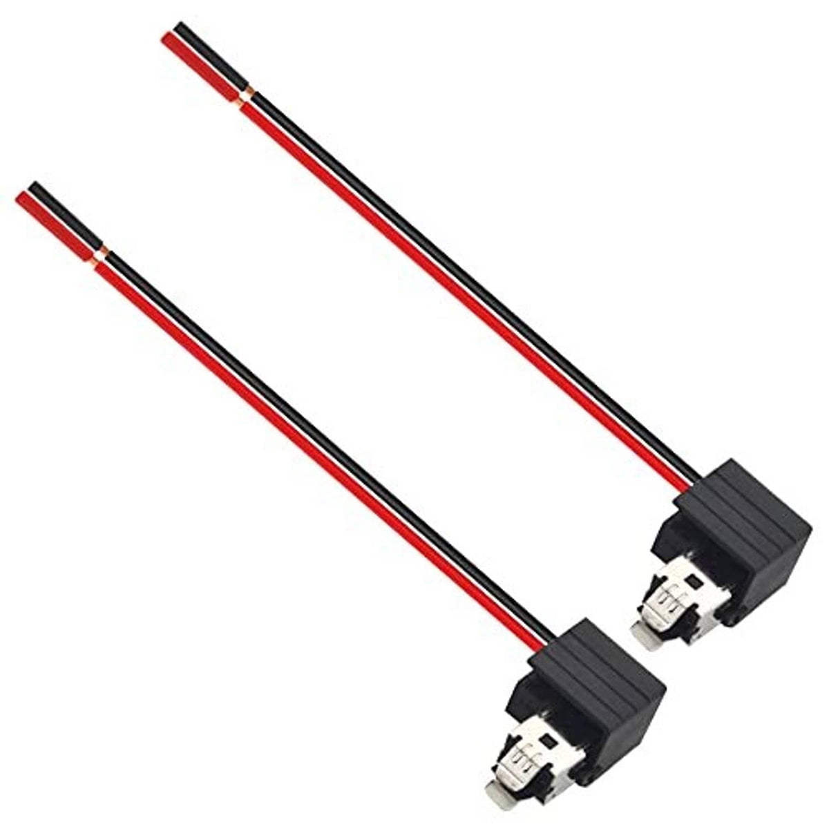 Two headlight fog light bulb socket adapter connectors with red/black extension wiring
