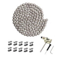 Drive roller chain with chain breaker tool set, silver steel links and pins