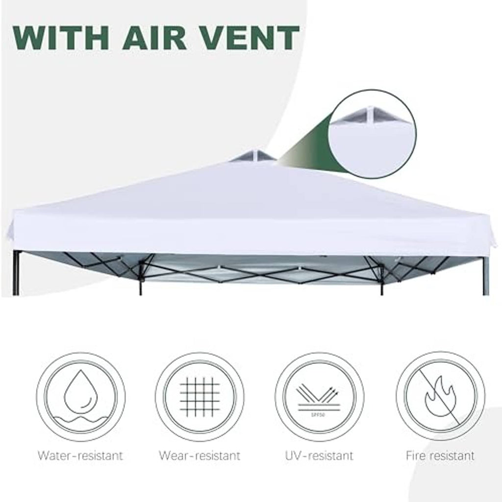White replacement canopy top with air vent at peak and black metal frame