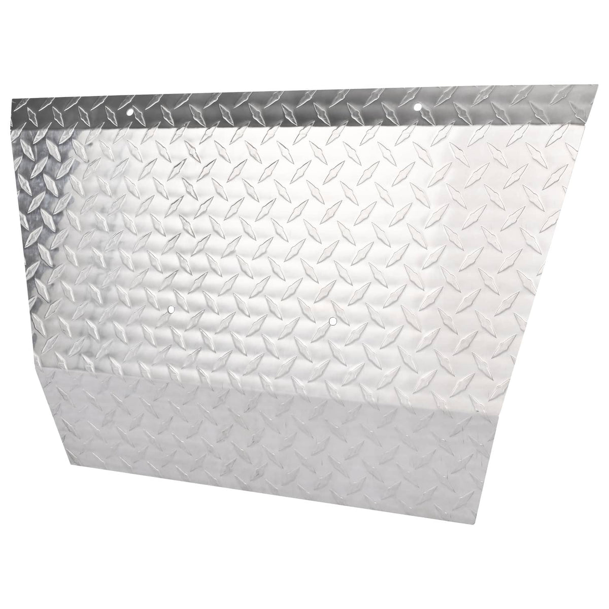 Aluminum diamond plate bumper cover panel, silver with raised diamond pattern and mounting holes