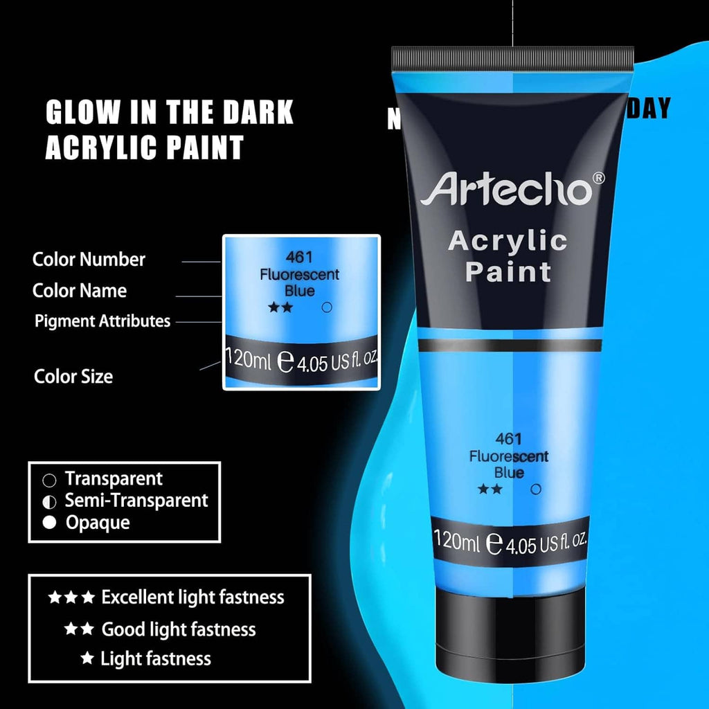 Fluorescent blue acrylic paint tube with 461 color number label