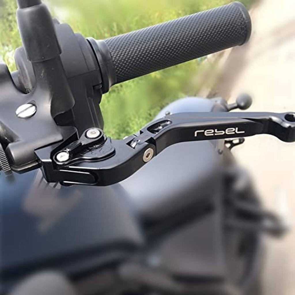 Black textured handlebar brake lever with adjustment knob and pivot bracket