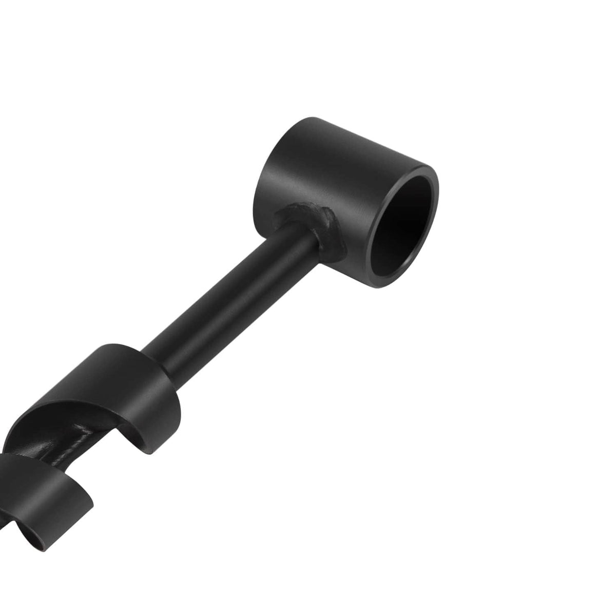 Black wood auger drill bit with socket eye and spiral cutting flutes