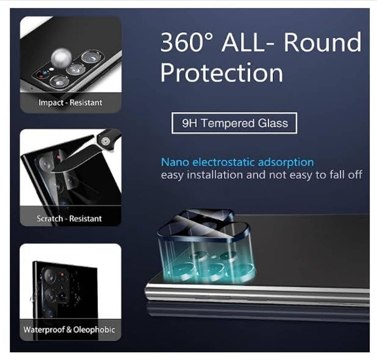 360° 9H tempered glass protection kit for S23 Ultra back