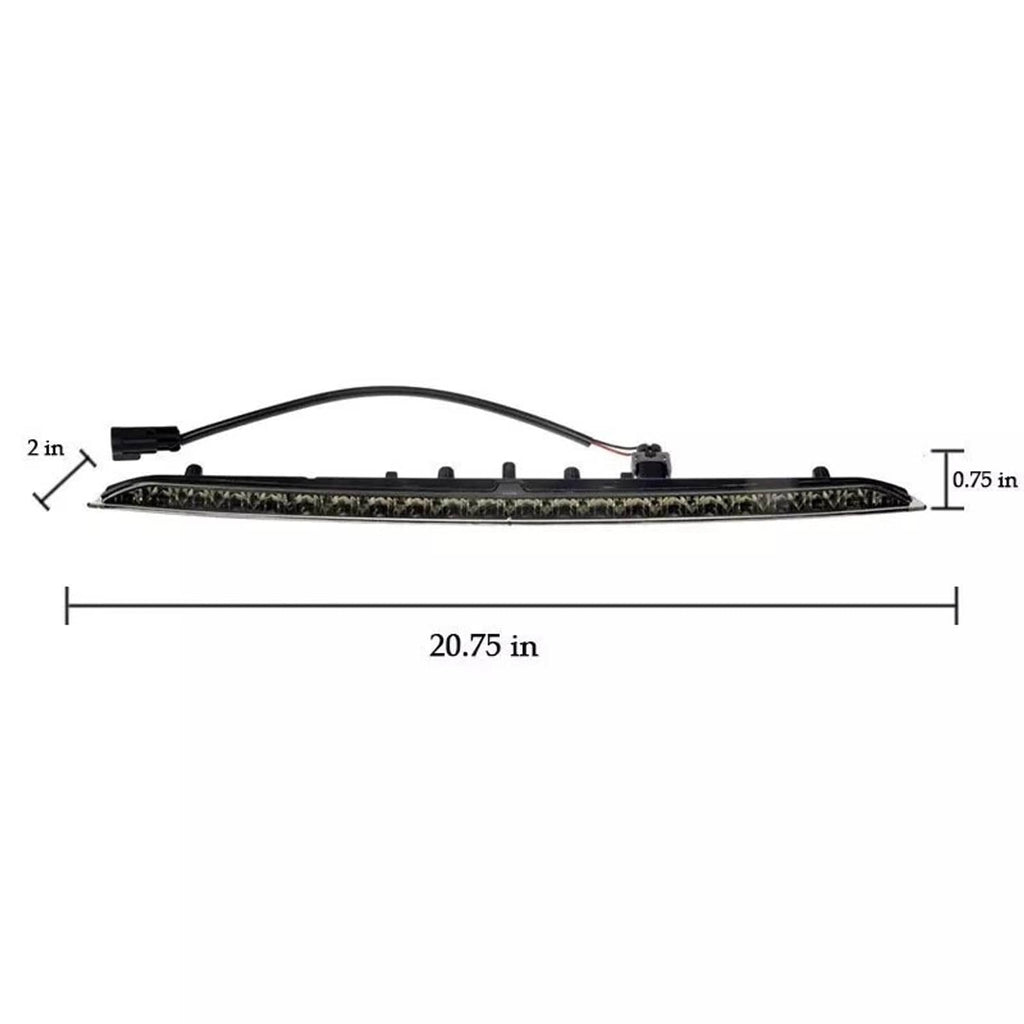 Center LED third brake light bar side view with wiring lead and mounting tabs
