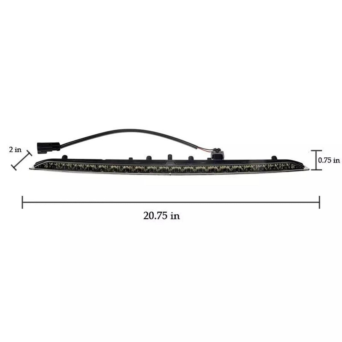 Center LED third brake light bar side view with wiring lead and mounting tabs