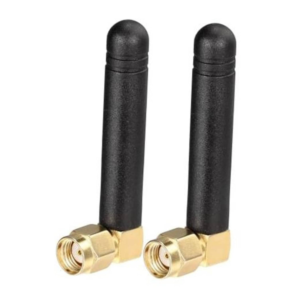 Dual-band MIMO WiFi antenna with right-angle RP-SMA male connector and black base
