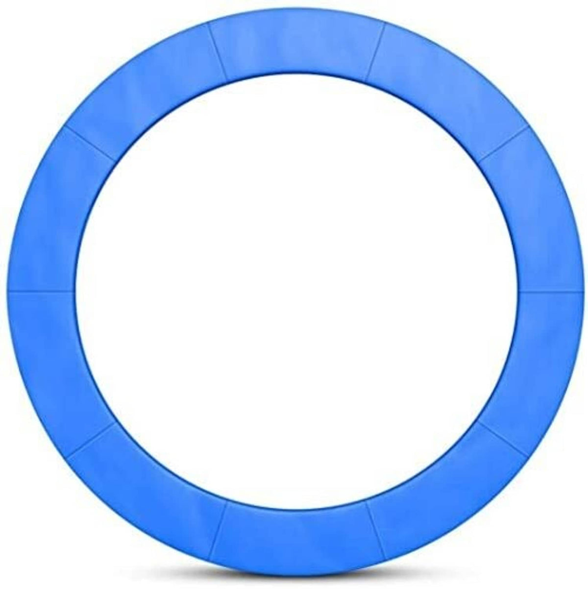 Blue trampoline spring cover pad ring with stitched segmented panels for 14 ft