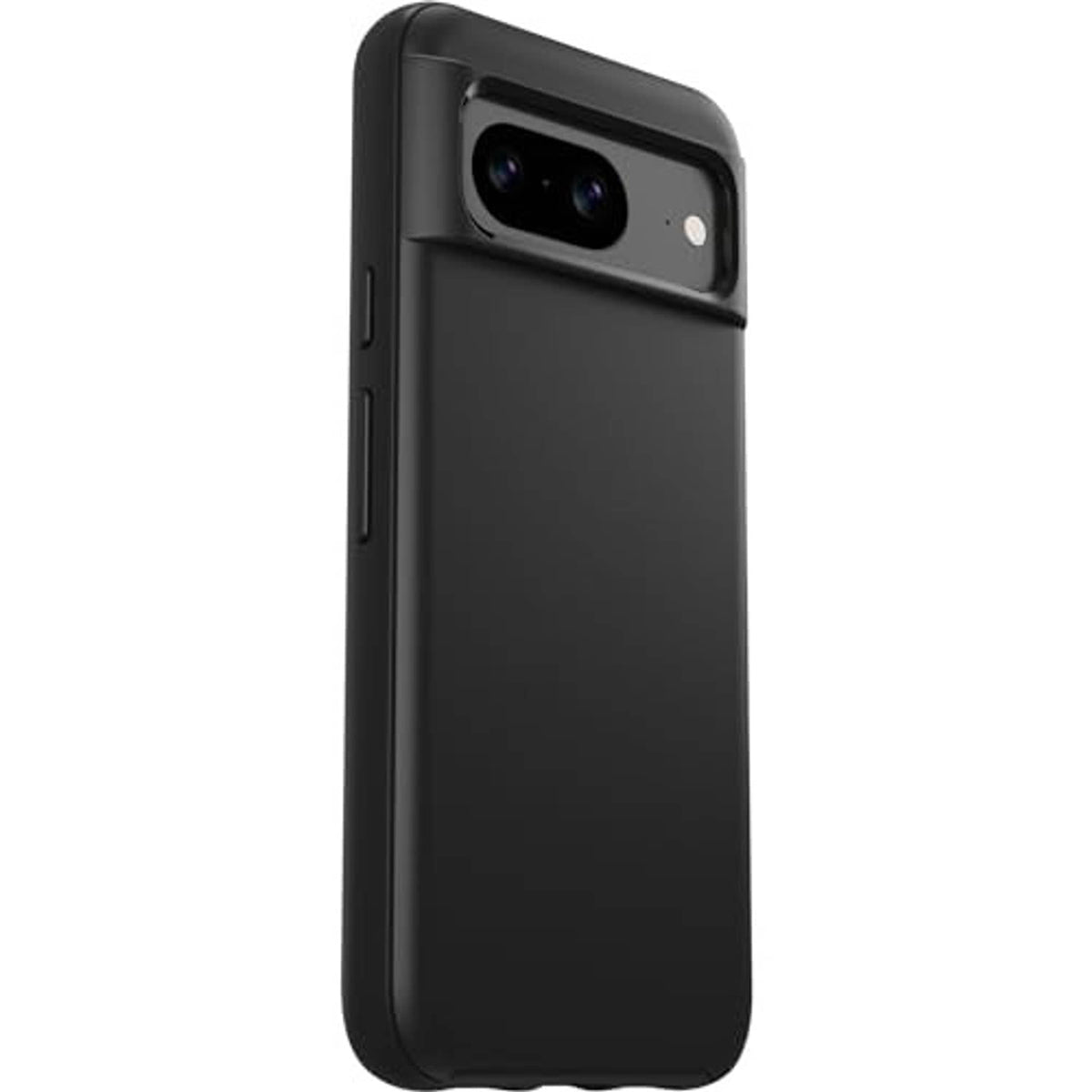 Black Google Pixel 8 case side view with button cutouts and smooth rim