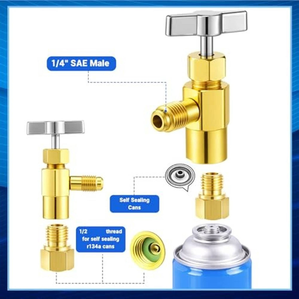 1/4in SAE self-sealing can tap valve with brass body and replaceable parts