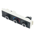 HVAC climate control switch unit with three rotary knobs, black face and white connectors.
