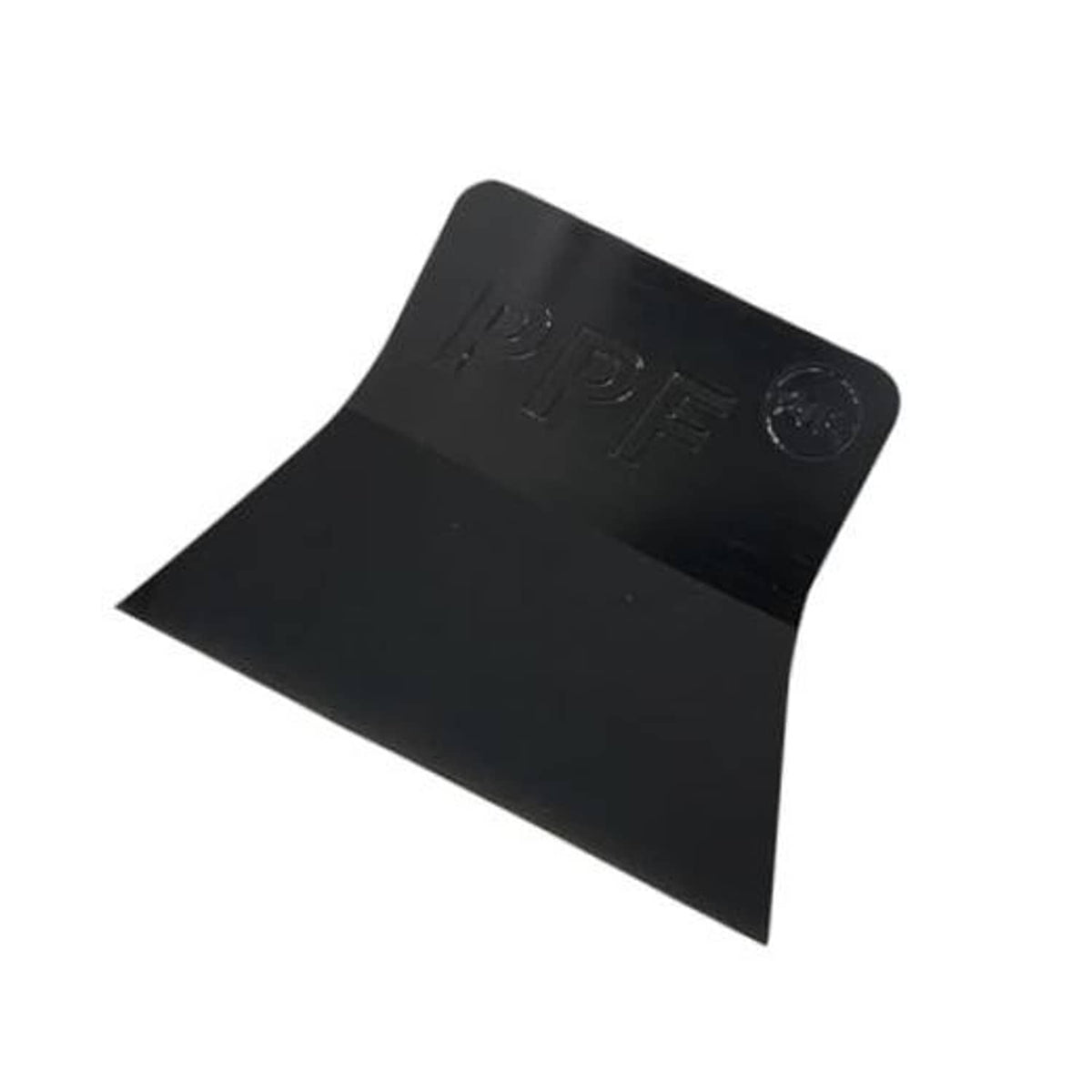 Black tint squeegee blade with curved shape and embossed markings