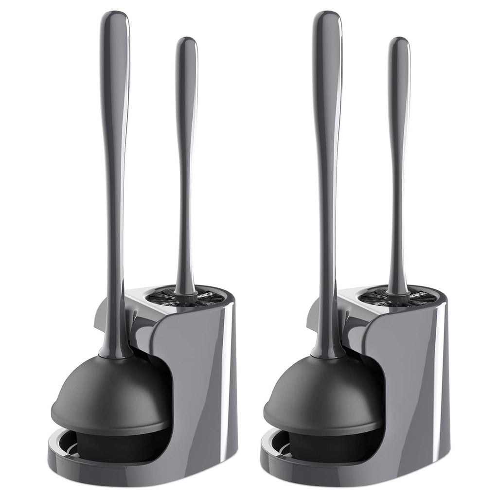 MR.SIGA gray toilet plunger and brush combo with two tools in a caddy