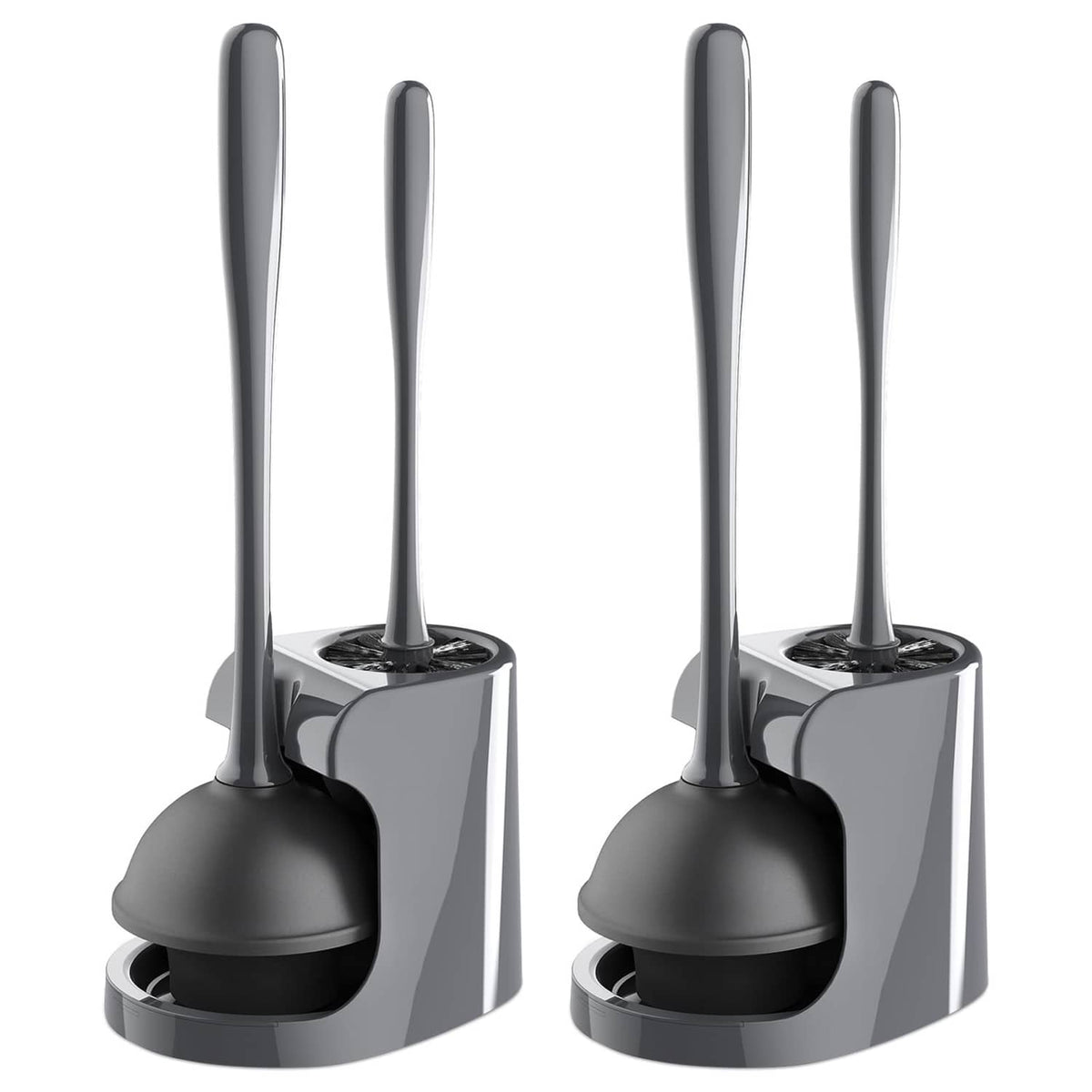 MR.SIGA gray toilet plunger and brush combo with two tools in a caddy