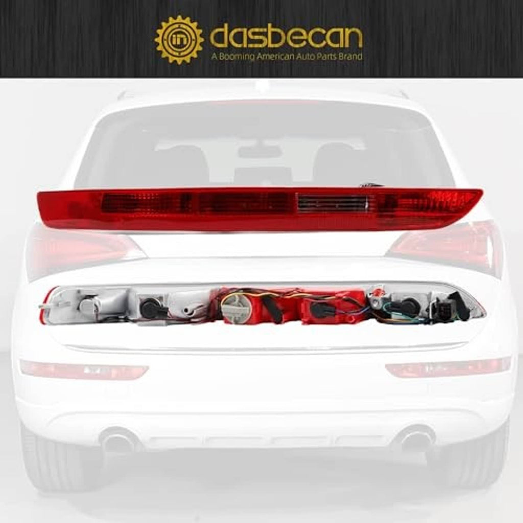 Left rear lamp assembly with red outer lens and exposed internal wiring components