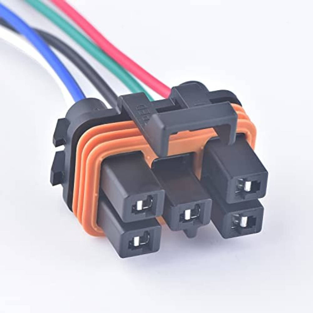 5-pin female waterproof wiring connector plug with orange housing and black socket ports