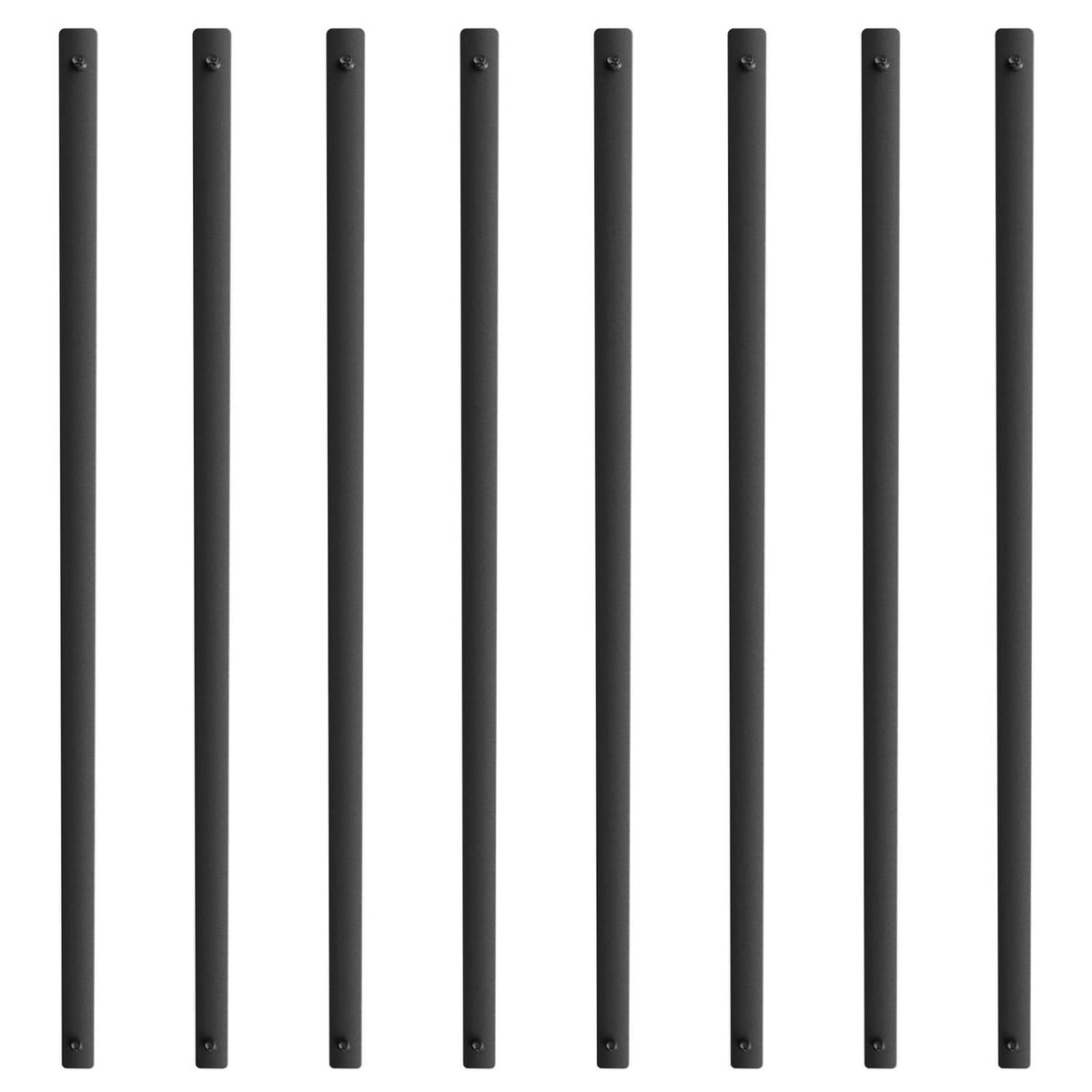 Black aluminum deck balusters, tall spindle bars with mounting holes